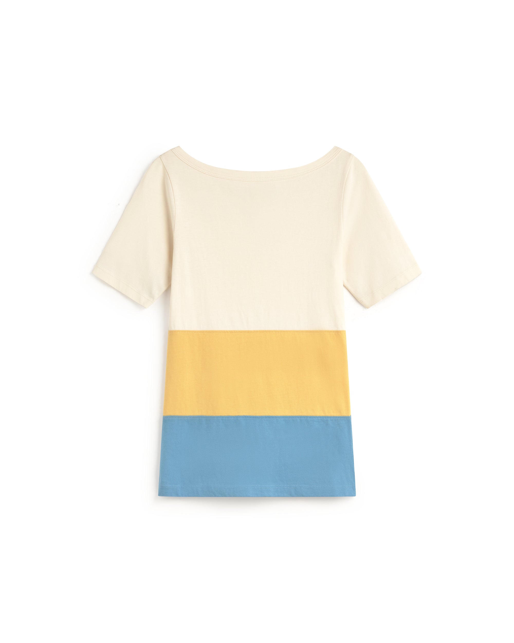 Camiseta slim rayas amarilla y azul Zura sostenible silueta - 1
