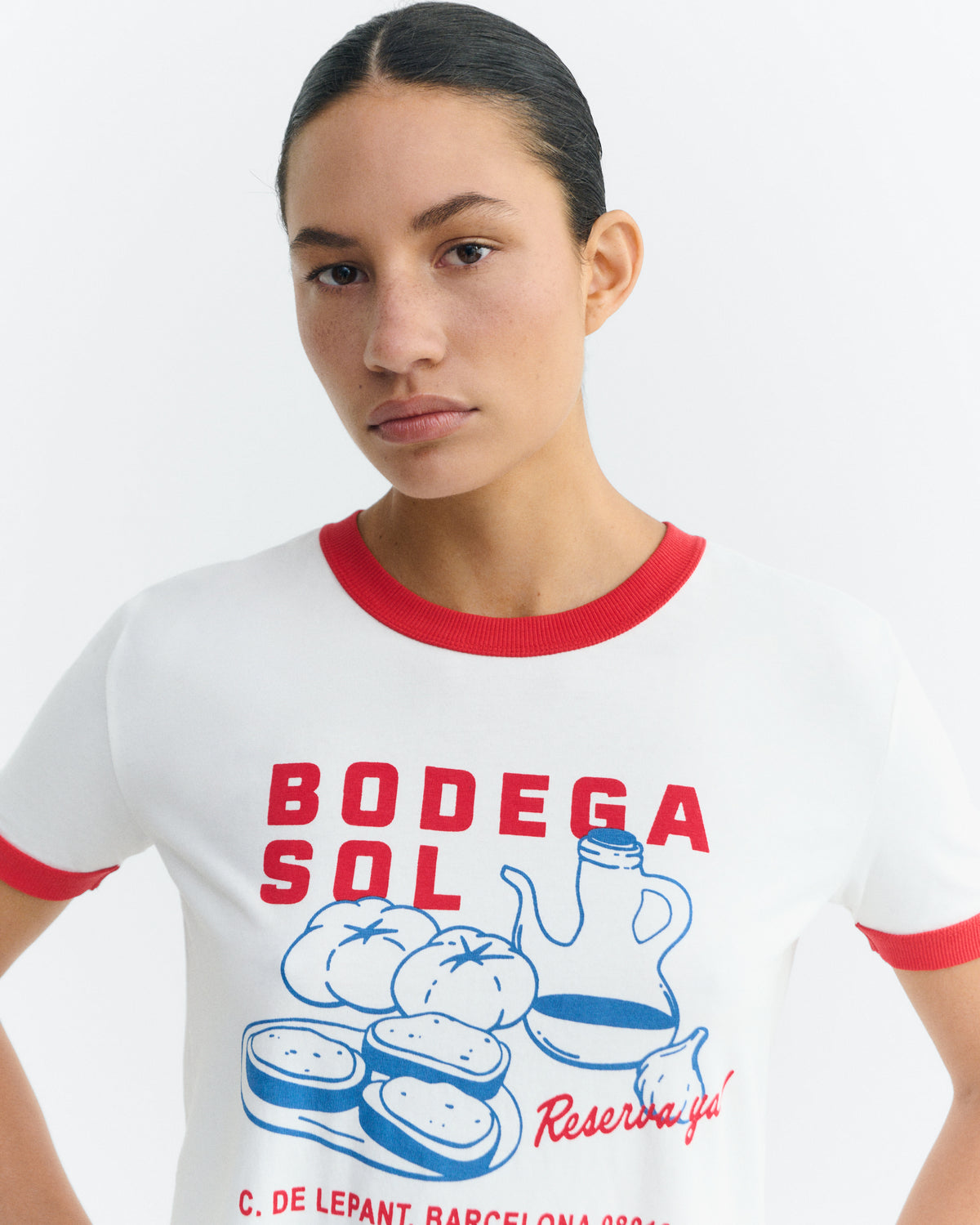 Camiseta contraste rojo bodega sol Zowie R sostenible - 3