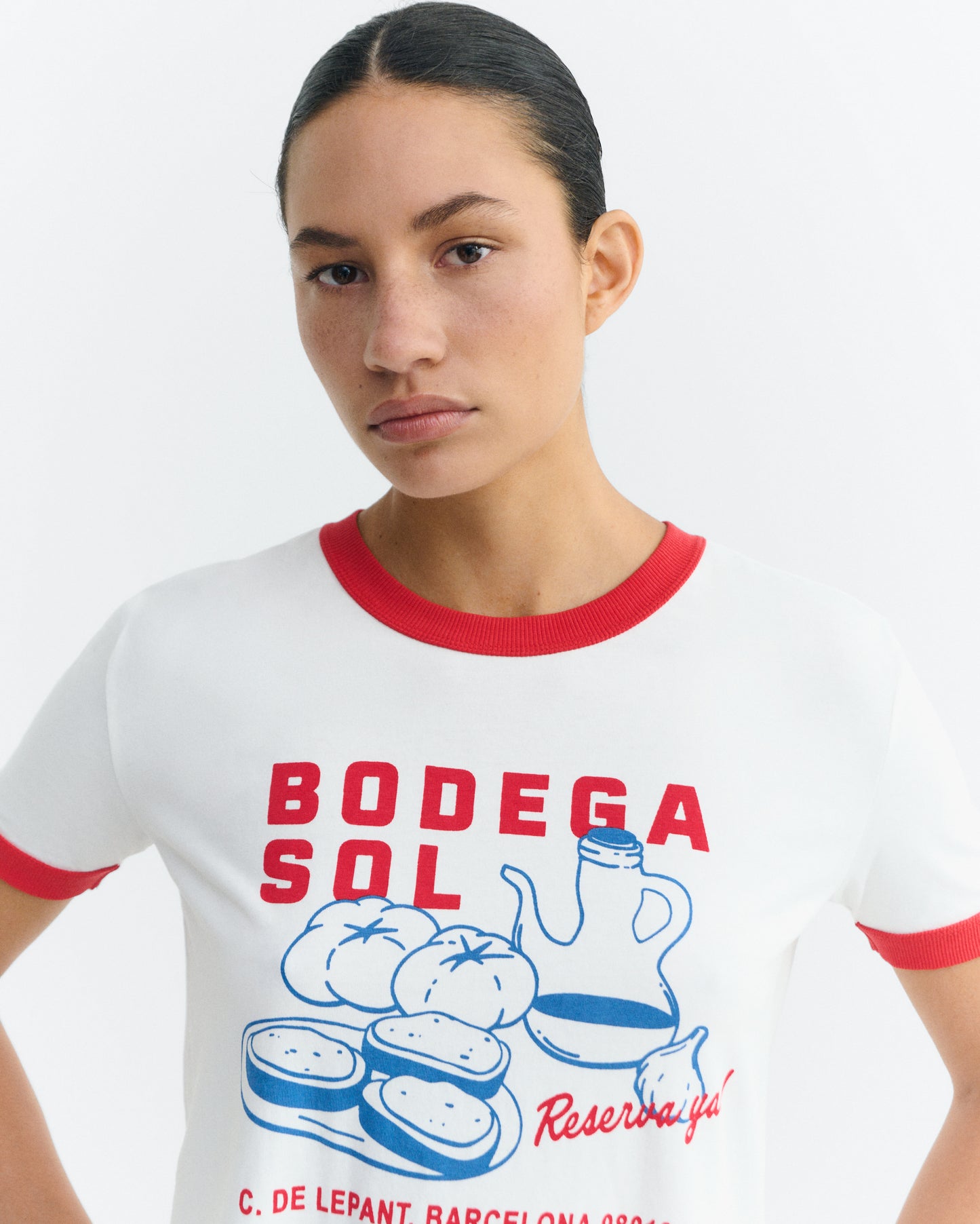 Camiseta contraste rojo bodega sol Zowie R sostenible - 3