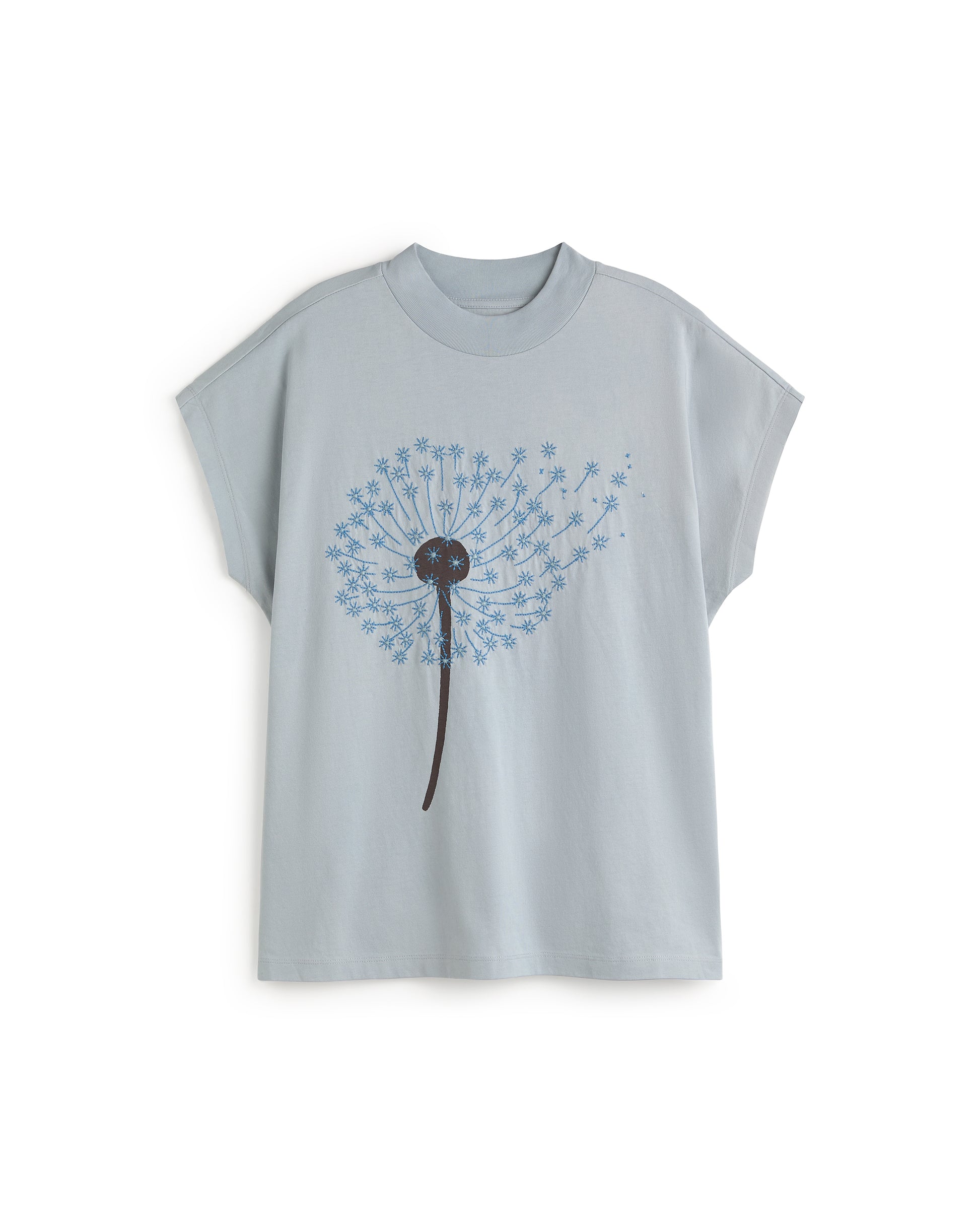 Camiseta bordada azul dandelion Volta sostenible silueta - 1