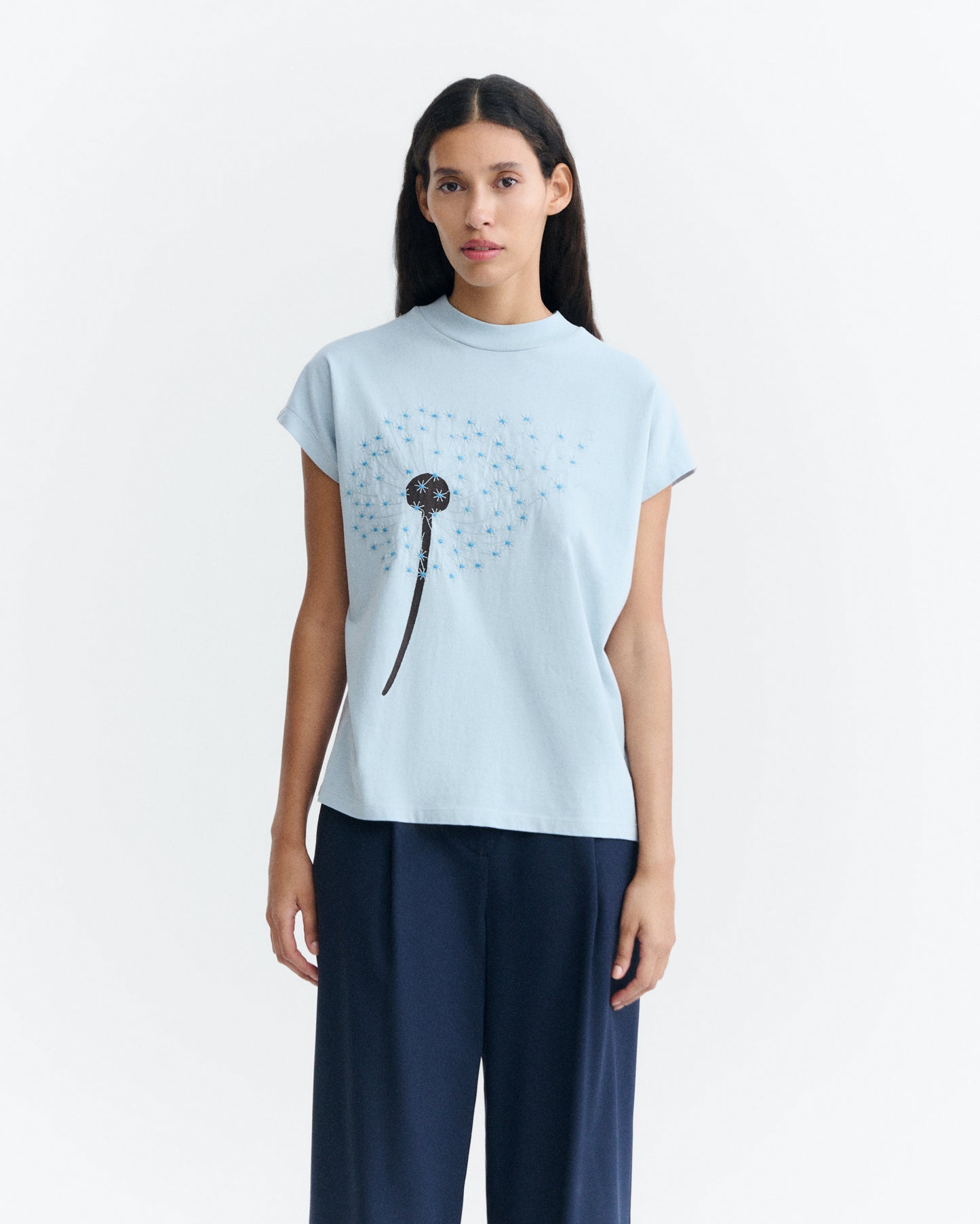 Camiseta bordada azul dandelion Volta sostenible - 2