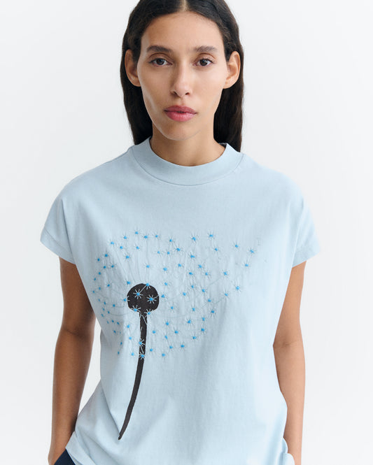 Camiseta bordada azul dandelion Volta sostenible - 3