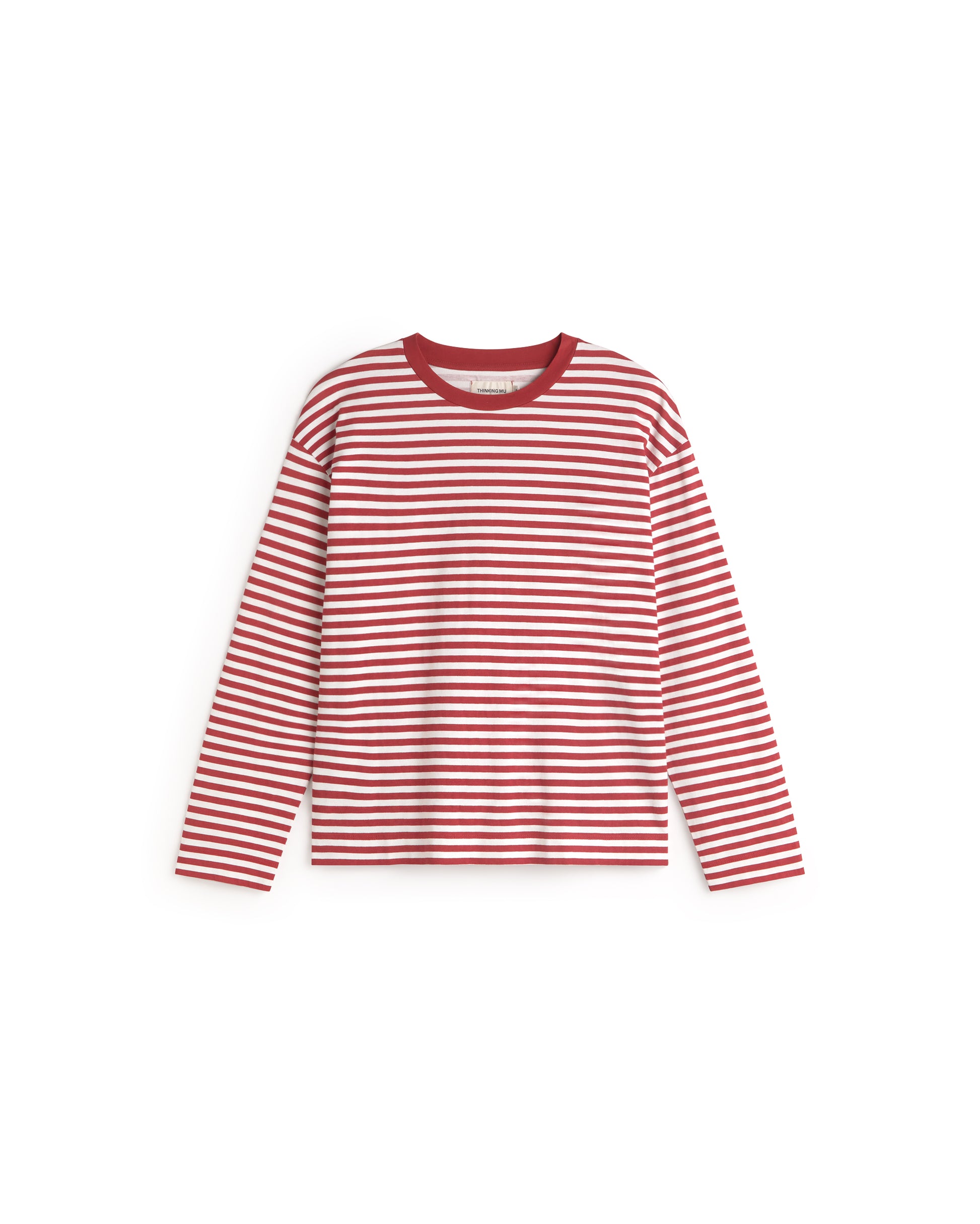 Camiseta manga larga rayas roja Emily sostenible silueta - 1