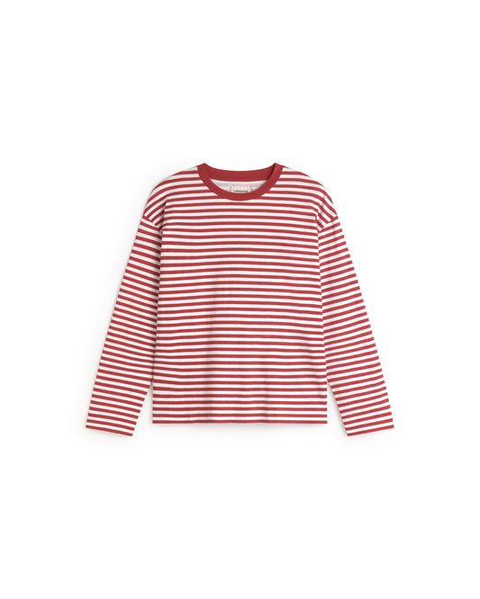 Camiseta manga larga rayas roja Emily sostenible silueta - 1