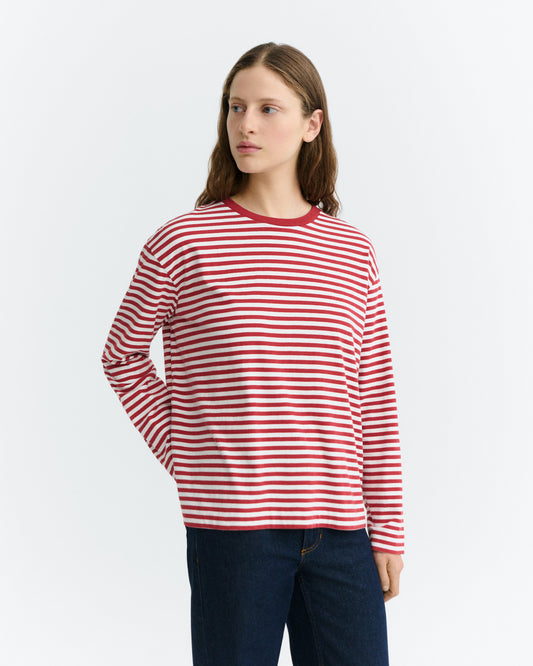 Camiseta manga larga rayas roja Emily sostenible - 2