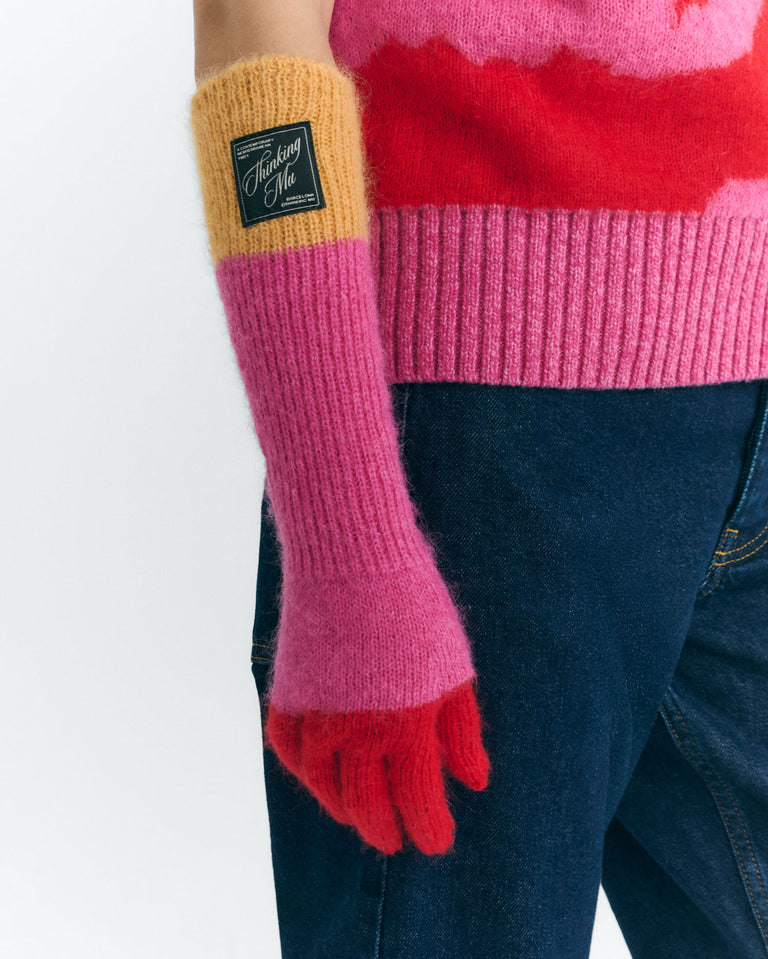 Guantes punto rosa mohair Maggie sostenible - 1