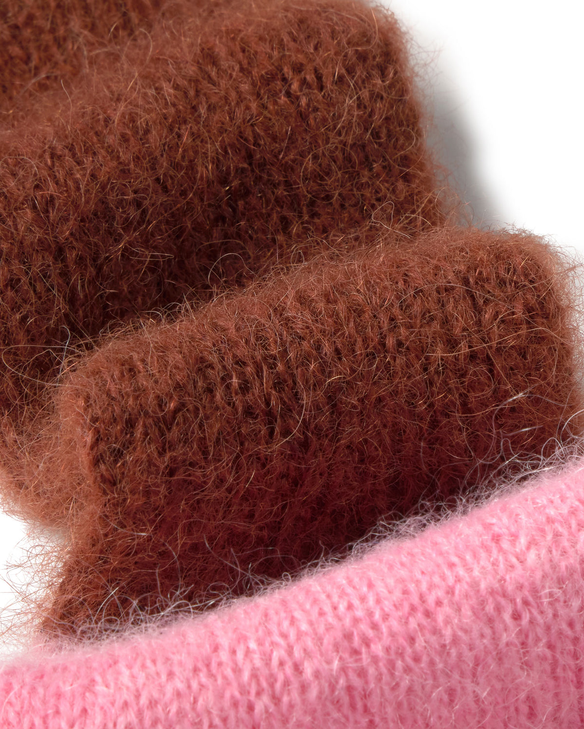 Guantes lana alpaca rosa y marrón sostenible silueta - 2