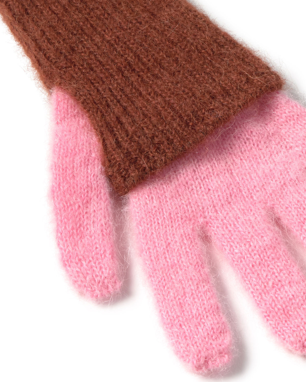 Guantes lana alpaca rosa y marrón sostenible silueta - 3