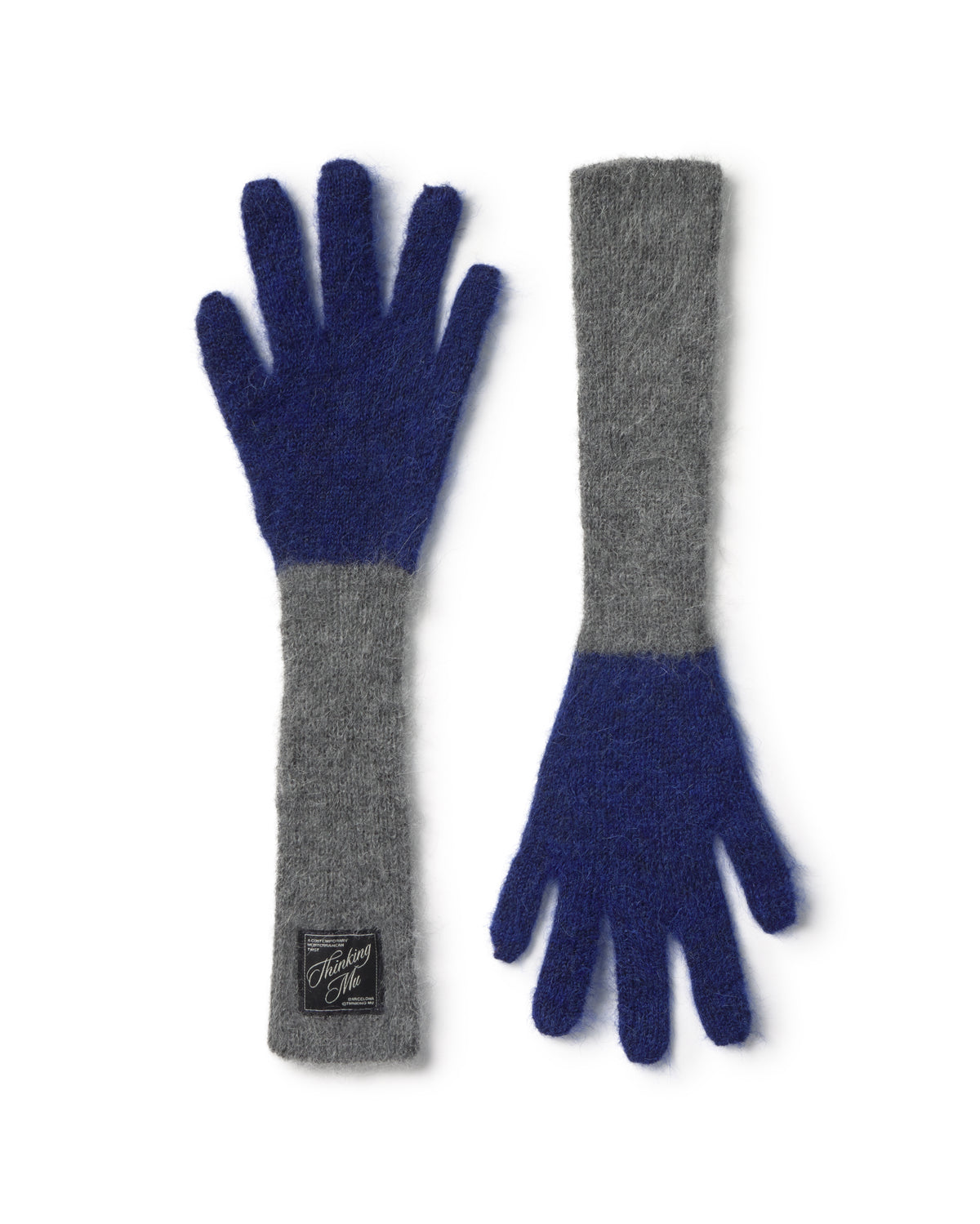 Guantes lana alpaca gris y navy sostenible silueta - 1
