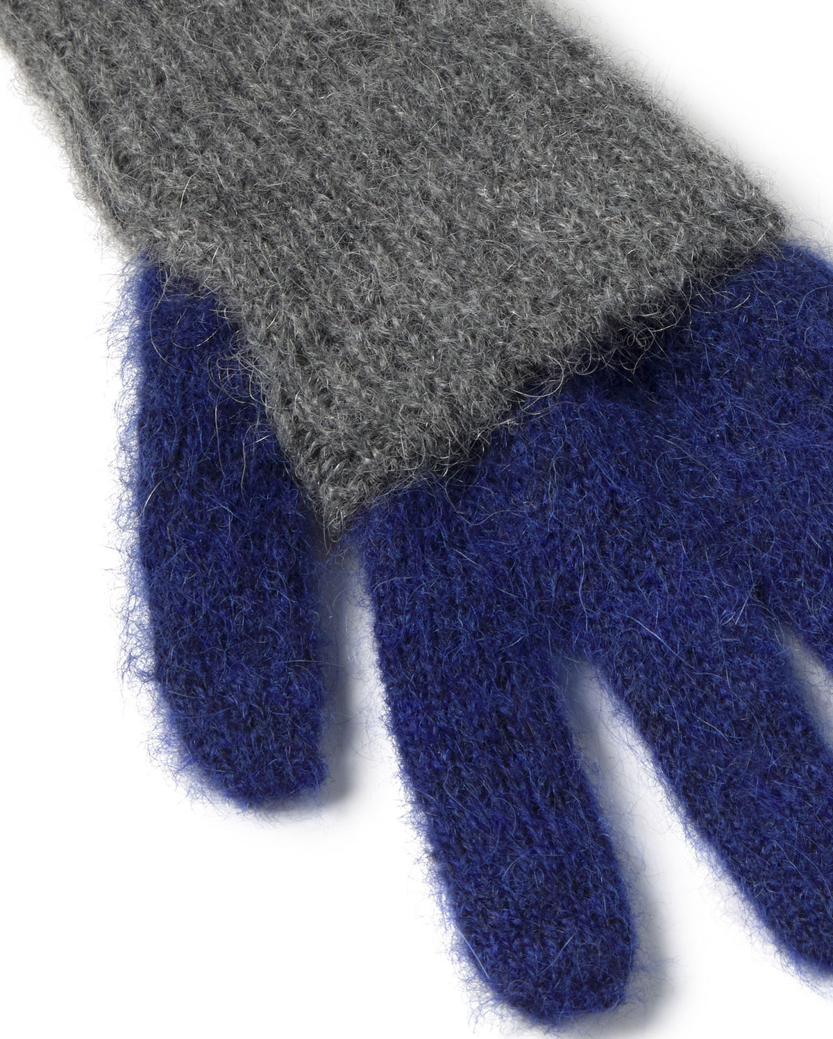 Guantes lana alpaca gris y navy sostenible silueta - 3