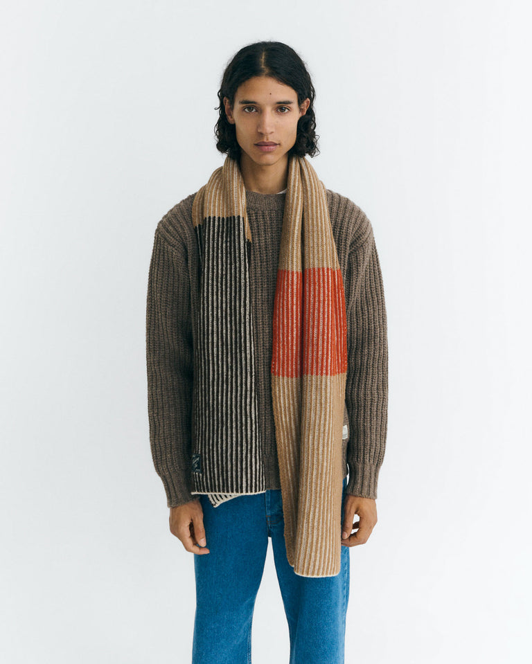 Bufanda lana marrón Ghede sostenible - 1