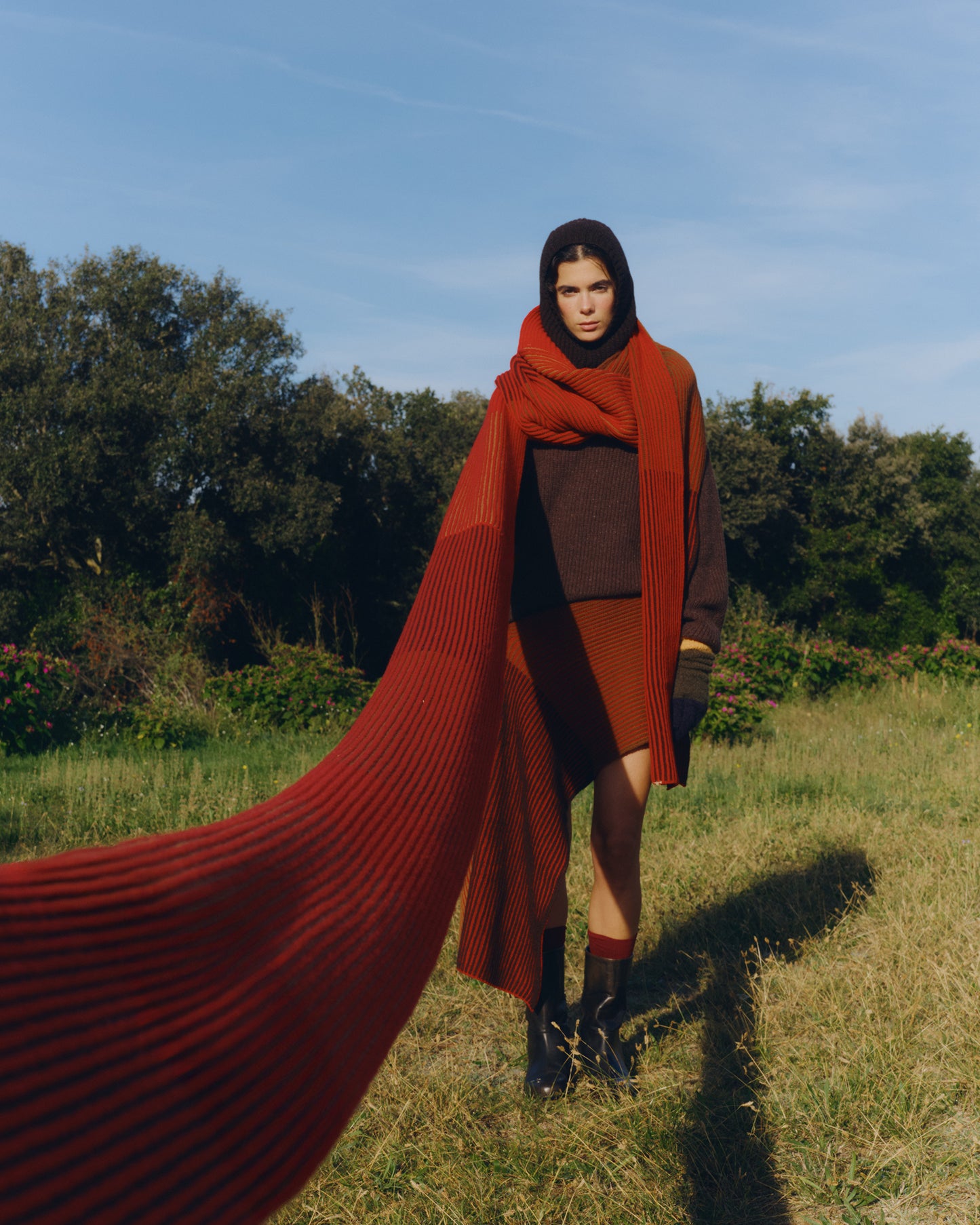 Bufanda lana roja Ghede sostenible - Edit