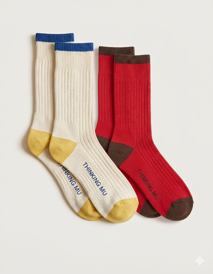 Pack calcetines sostenibles crudo y rojo - 1