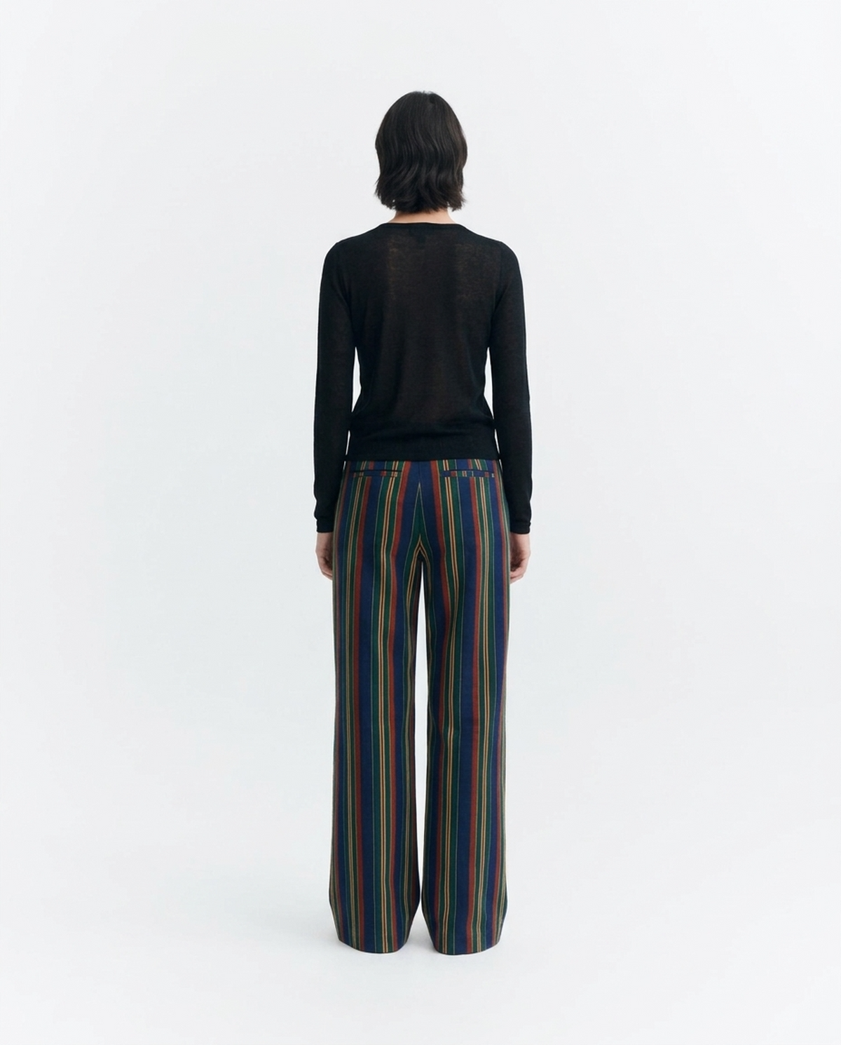 Pantalon Patricia large à taille basse rayé