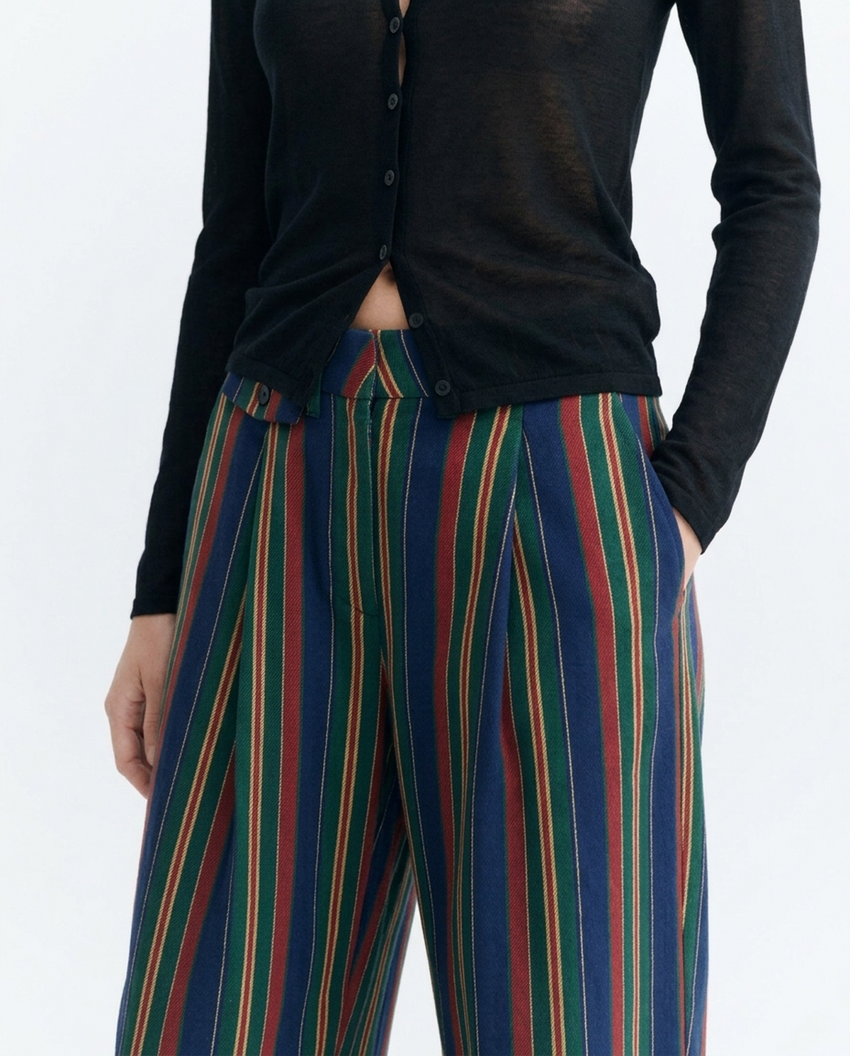 Pantalon Patricia large à taille basse rayé