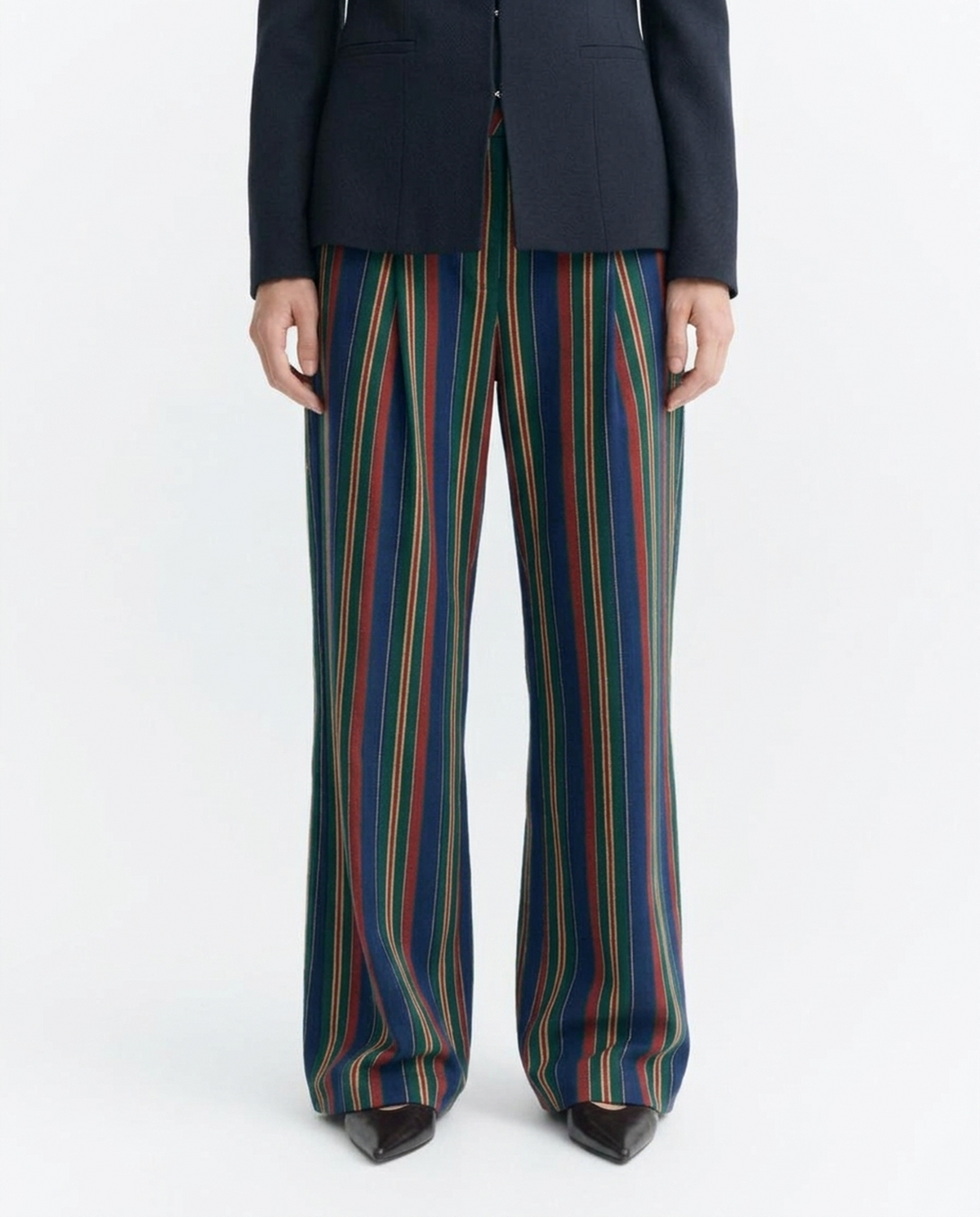 Pantalon Patricia large à taille basse rayé