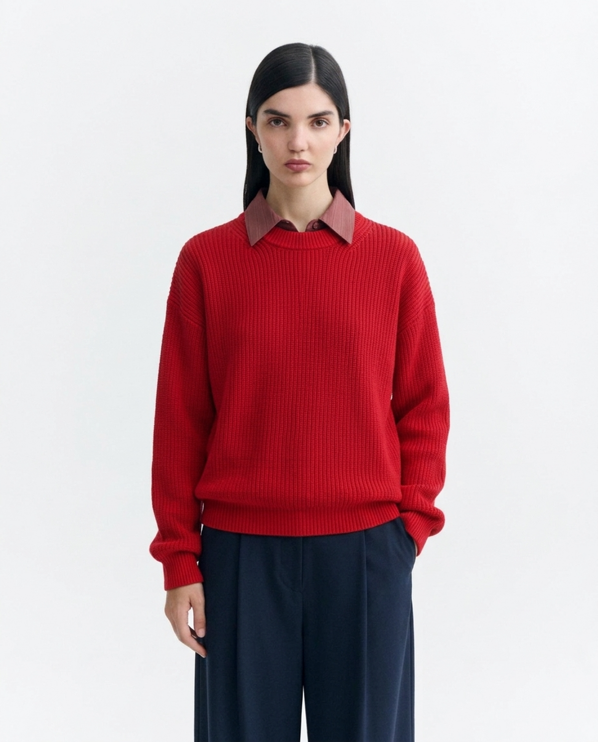 Red organic cotton Carmen sweater