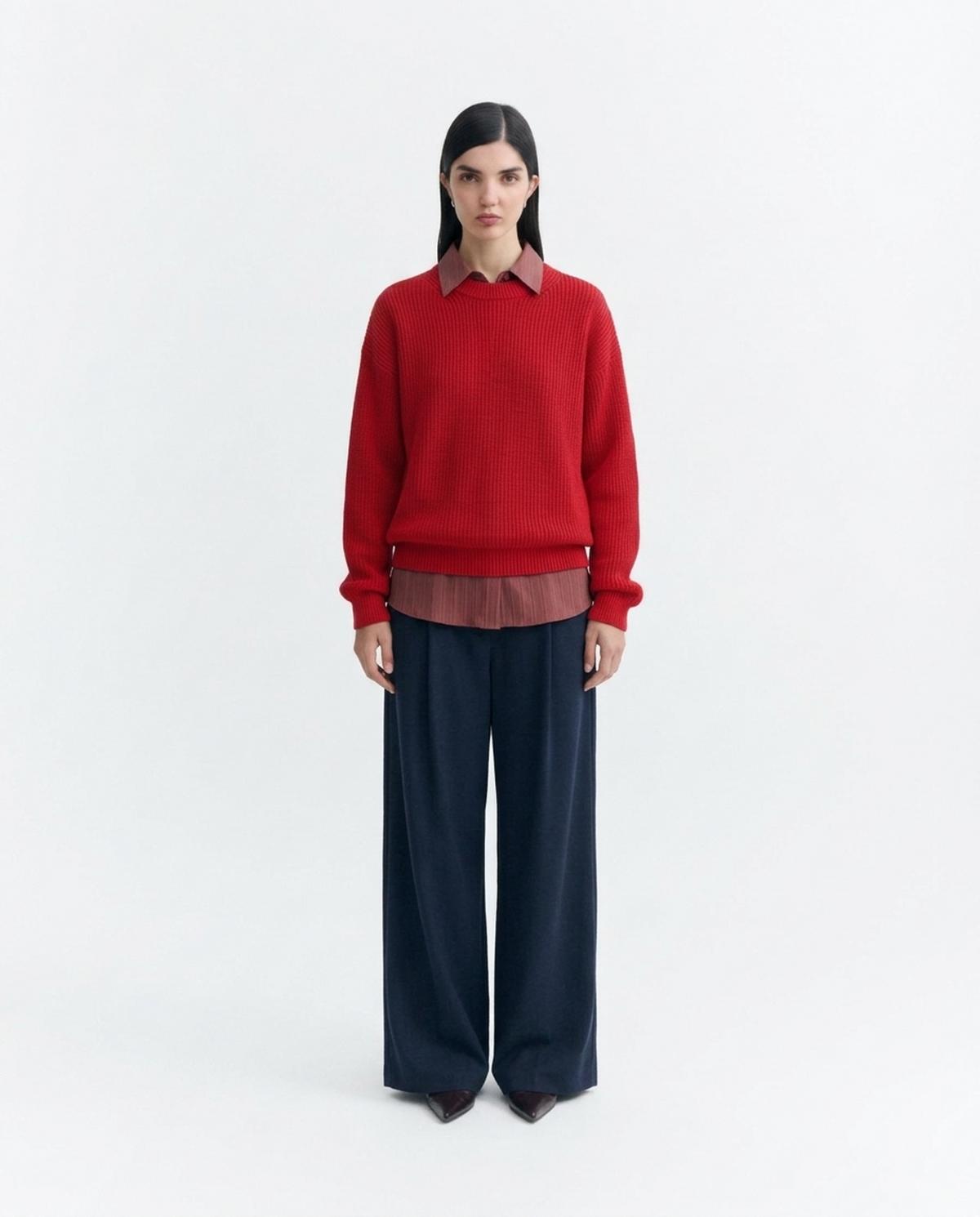 Red organic cotton Carmen sweater