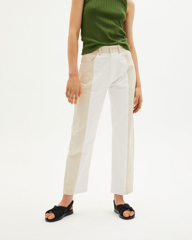 Pantalon nele patched blanco sustainable clothing outlet-1