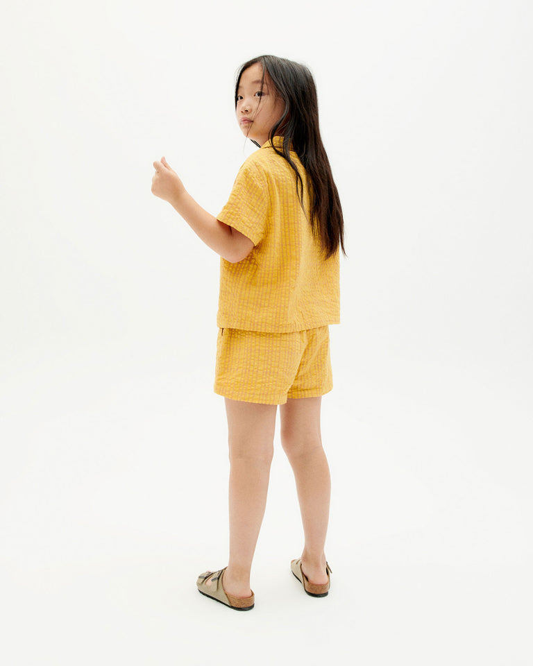 Niños camisa amarilla seersucker gia-5