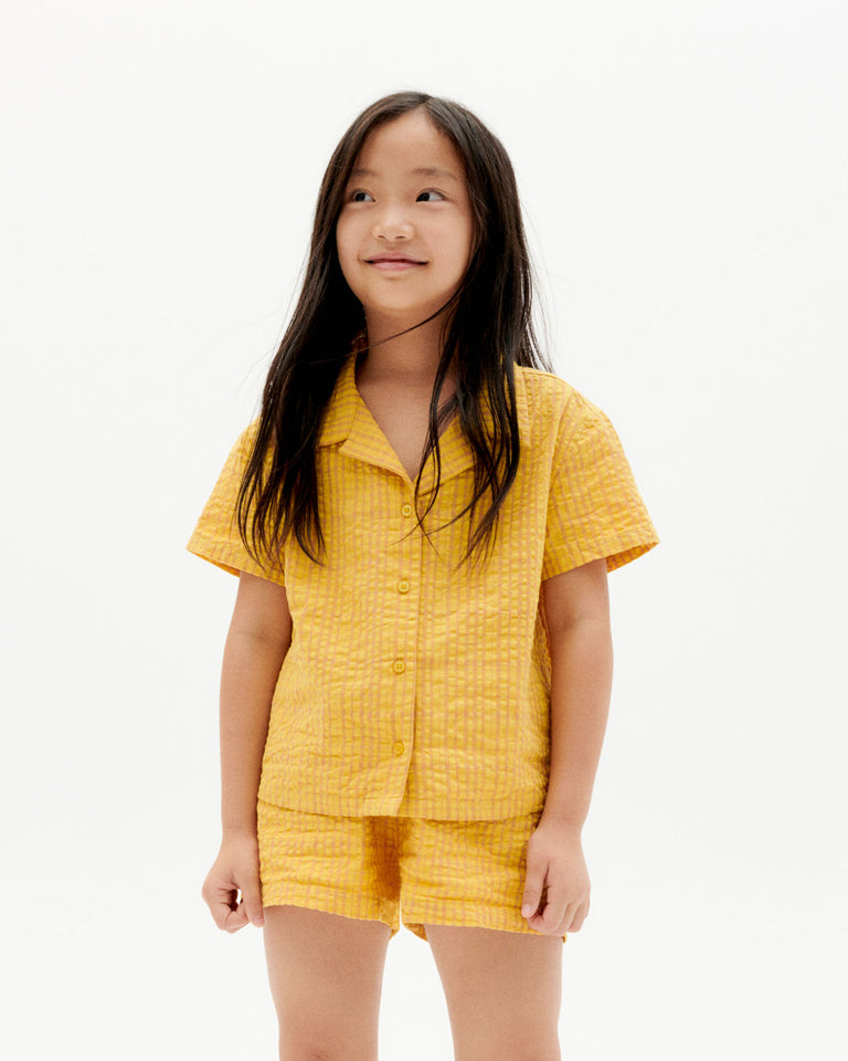 Niños camisa amarilla seersucker gia-6