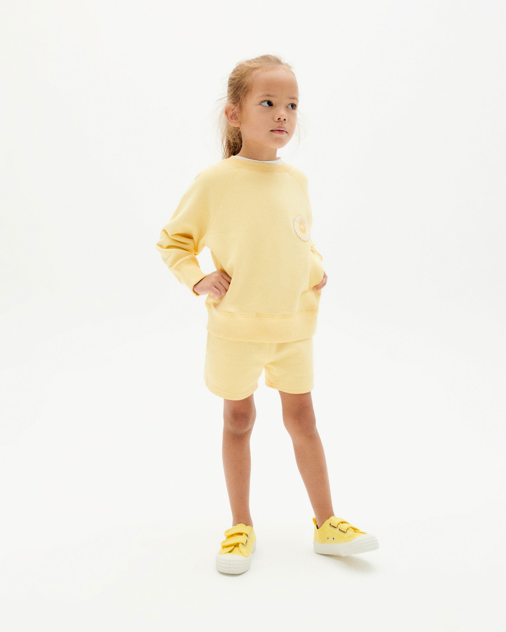 Children s sweatshirt yellow sustainable organic cotton Thinking