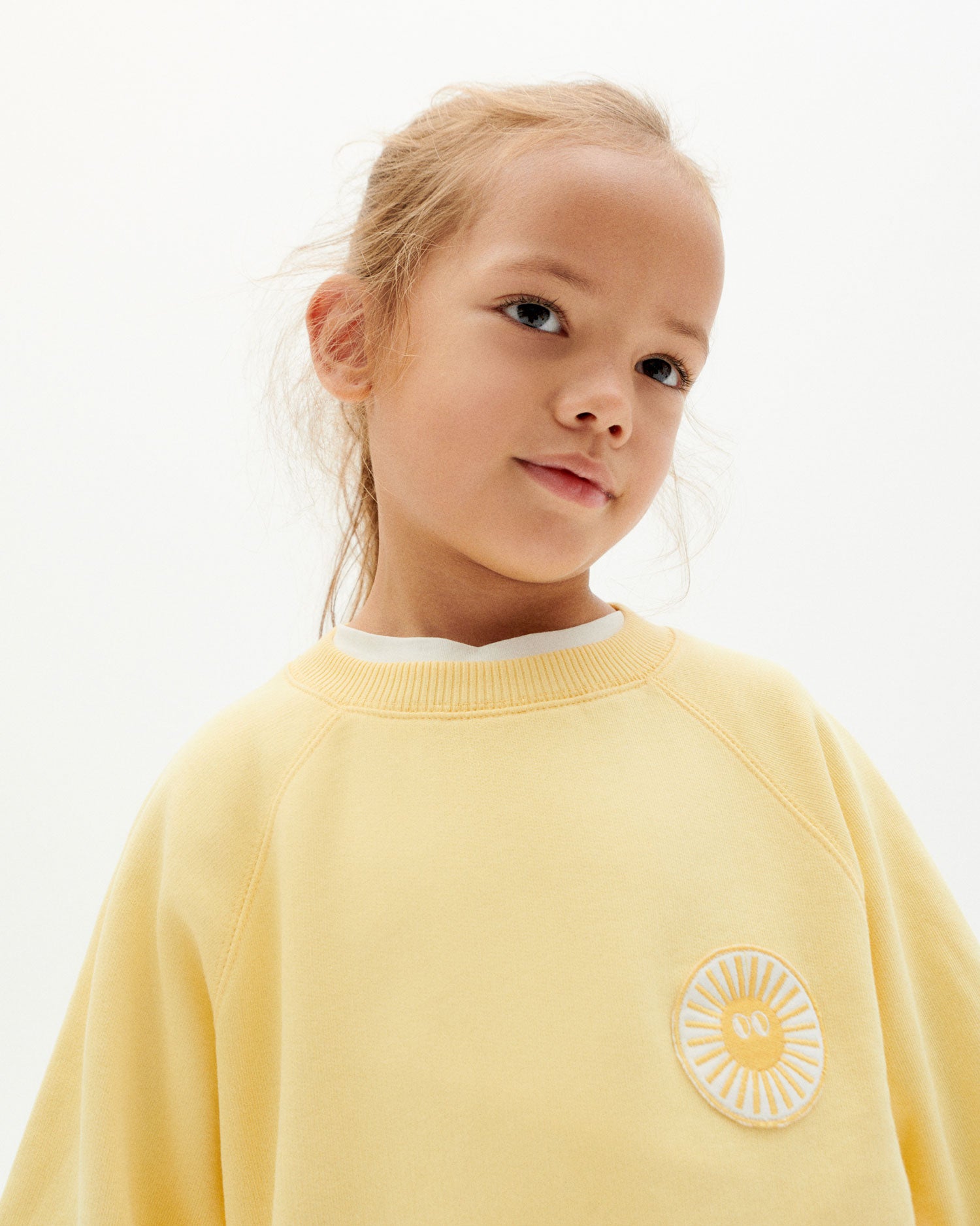 Children s sweatshirt yellow sustainable organic cotton Thinking