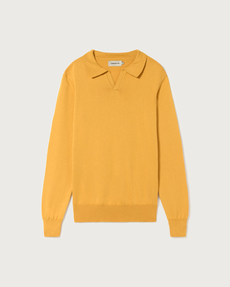 Mustard Knit Polo T-Shirt
