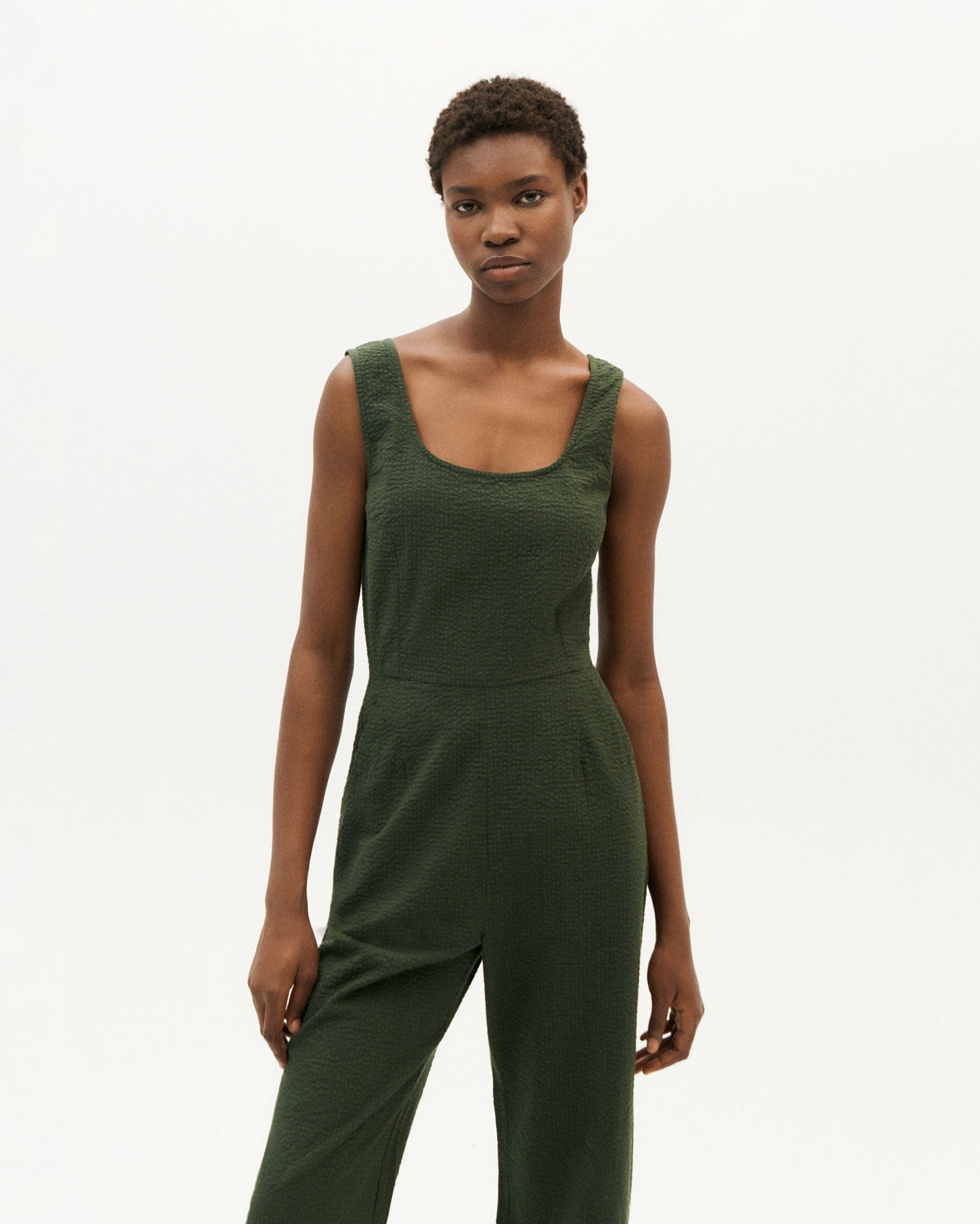 Seersucker store jumpsuit zara