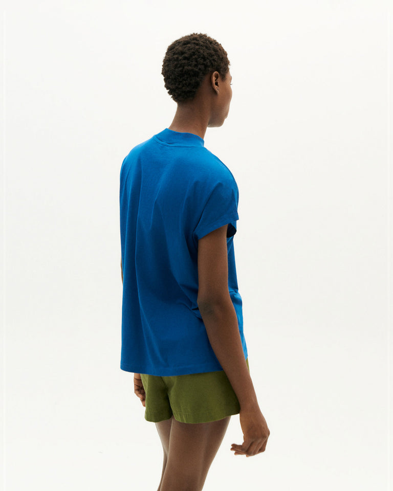 Camiseta azul Here Comes The Sun sostenible-4